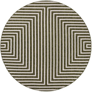 Green 10' x 10' Outdoor Modern Round Area Rug Weather Resistant for Patio, Deck, Terrace, Balcony, Porch 100% Polypropylene Modern Outside Carpet for Sale at Rug Engine