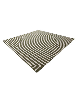 Green 10' x 10' Outdoor Modern Square Area Rug Weather Resistant for Patio, Deck, Terrace, Balcony, Porch 100% Polypropylene Modern Outside Carpet for Sale at Rug Engine