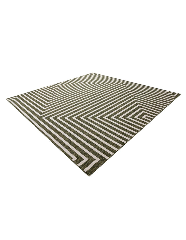 Green 10' x 10' Outdoor Modern Square Area Rug Weather Resistant for Patio, Deck, Terrace, Balcony, Porch 100% Polypropylene Modern Outside Carpet for Sale at Rug Engine