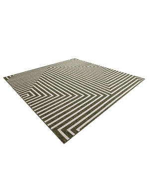 Green 10' x 10' Outdoor Modern Square Area Rug Weather Resistant for Patio, Deck, Terrace, Balcony, Porch 100% Polypropylene Modern Outside Carpet for Sale at Rug Engine