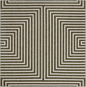 Green 10' x 10' Outdoor Modern Square Area Rug Weather Resistant for Patio, Deck, Terrace, Balcony, Porch 100% Polypropylene Modern Outside Carpet for Sale at Rug Engine