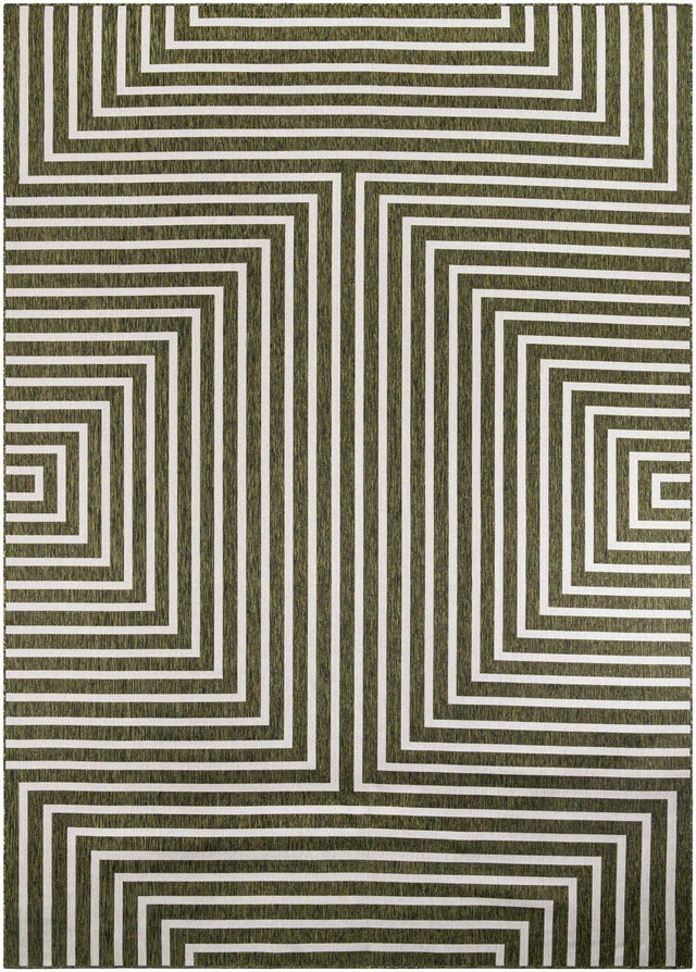 Green 10' x 14' 1 Outdoor Modern Rectangle Area Rug Weather Resistant for Patio, Deck, Terrace, Balcony, Porch 100% Polypropylene Modern Outside Carpet for Sale at Rug Engine