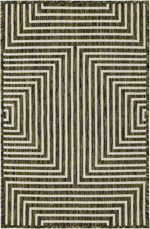 Green 2' x 3' 1 Outdoor Modern Rectangle Area Rug Weather Resistant for Patio, Deck, Terrace, Balcony, Porch 100% Polypropylene Modern Outside Carpet for Sale at Rug Engine