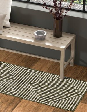 Green 2' x 8' Outdoor Modern Runner Area Rug Weather Resistant for Patio, Deck, Terrace, Balcony, Porch 100% Polypropylene Modern Outside Carpet for Sale at Rug Engine