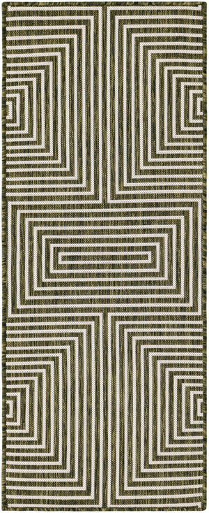 Green 2' x 5' 3 Outdoor Modern Runner Area Rug Weather Resistant for Patio, Deck, Terrace, Balcony, Porch 100% Polypropylene Modern Outside Carpet for Sale at Rug Engine