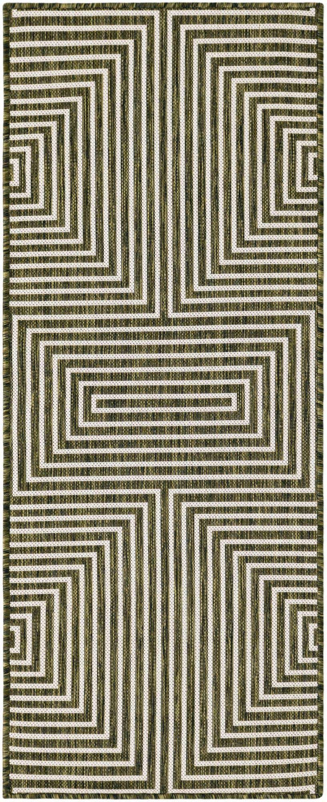 Green 2' x 5' 3 Outdoor Modern Runner Area Rug Weather Resistant for Patio, Deck, Terrace, Balcony, Porch 100% Polypropylene Modern Outside Carpet for Sale at Rug Engine
