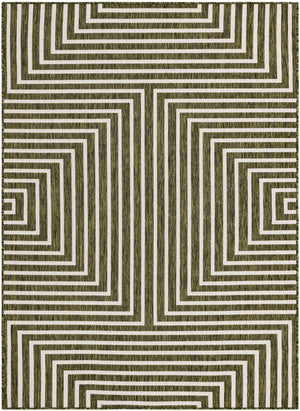Green 5' 3 x 7' 1 Outdoor Modern Rectangle Rug