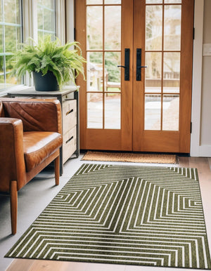 Green 10' x 14' 1 Outdoor Modern Rectangle Area Rug Weather Resistant for Patio, Deck, Terrace, Balcony, Porch 100% Polypropylene Modern Outside Carpet for Sale at Rug Engine
