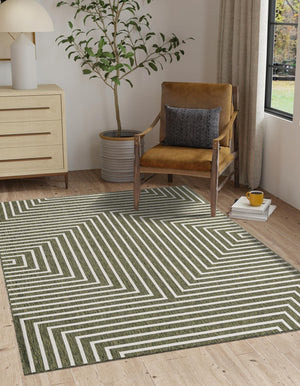 Green 6' 1 x 9' Outdoor Modern Rectangle Area Rug Weather Resistant for Patio, Deck, Terrace, Balcony, Porch 100% Polypropylene Modern Outside Carpet for Sale at Rug Engine