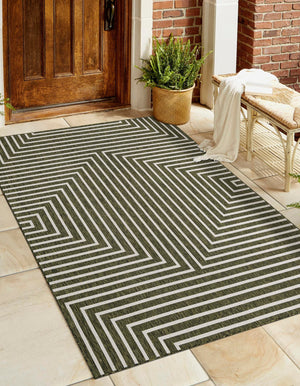 Green 10' x 14' 1 Outdoor Modern Rectangle Area Rug Weather Resistant for Patio, Deck, Terrace, Balcony, Porch 100% Polypropylene Modern Outside Carpet for Sale at Rug Engine