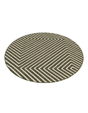 Green 6' 1 x 6' 1 Outdoor Modern Round Area Rug Weather Resistant for Patio, Deck, Terrace, Balcony, Porch 100% Polypropylene Modern Outside Carpet for Sale at Rug Engine
