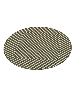 Green 6' 1 x 6' 1 Outdoor Modern Round Area Rug Weather Resistant for Patio, Deck, Terrace, Balcony, Porch 100% Polypropylene Modern Outside Carpet for Sale at Rug Engine