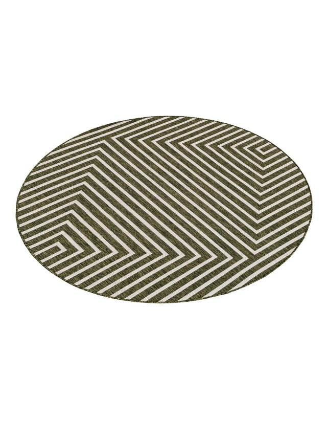 Green 6' 1 x 6' 1 Outdoor Modern Round Area Rug Weather Resistant for Patio, Deck, Terrace, Balcony, Porch 100% Polypropylene Modern Outside Carpet for Sale at Rug Engine