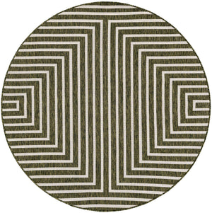 Green 6' 1 x 6' 1 Outdoor Modern Round Area Rug Weather Resistant for Patio, Deck, Terrace, Balcony, Porch 100% Polypropylene Modern Outside Carpet for Sale at Rug Engine