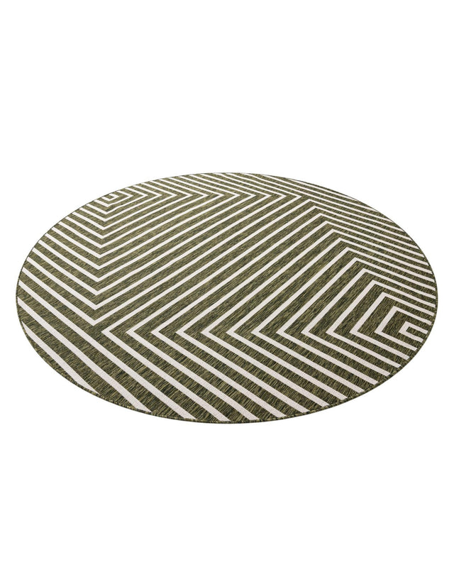 Green 7' 10 x 7' 10 Outdoor Modern Round Area Rug Weather Resistant for Patio, Deck, Terrace, Balcony, Porch 100% Polypropylene Modern Outside Carpet for Sale at Rug Engine