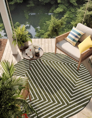 Green 10' x 10' Outdoor Modern Round Area Rug Weather Resistant for Patio, Deck, Terrace, Balcony, Porch 100% Polypropylene Modern Outside Carpet for Sale at Rug Engine