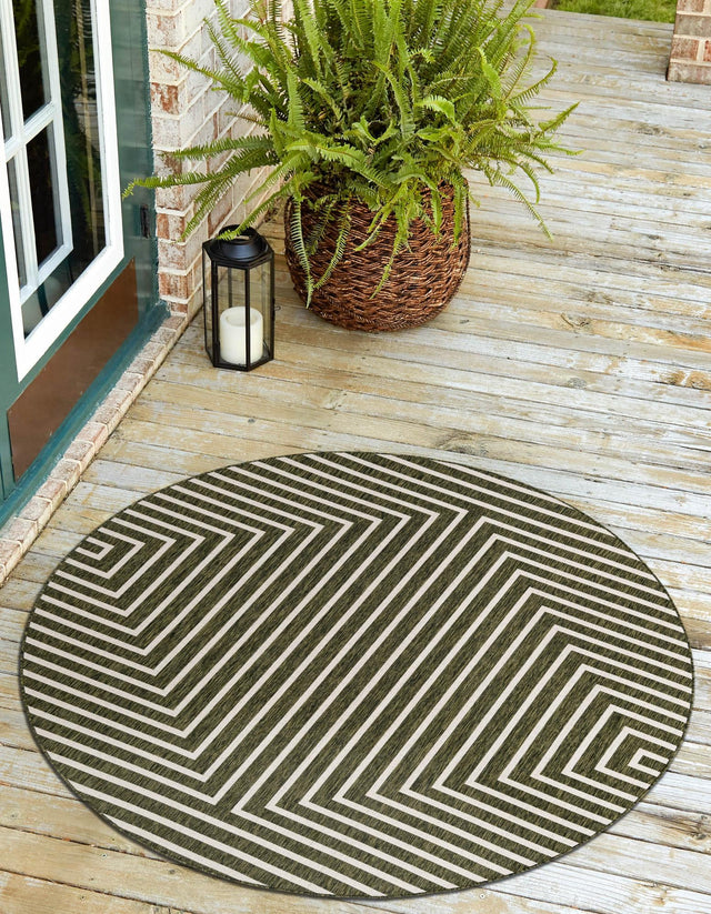 Green 12' x 12' Outdoor Modern Round Area Rug Weather Resistant for Patio, Deck, Terrace, Balcony, Porch 100% Polypropylene Modern Outside Carpet for Sale at Rug Engine