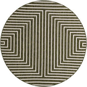Green 7' 10 x 7' 10 Outdoor Modern Round Area Rug Weather Resistant for Patio, Deck, Terrace, Balcony, Porch 100% Polypropylene Modern Outside Carpet for Sale at Rug Engine