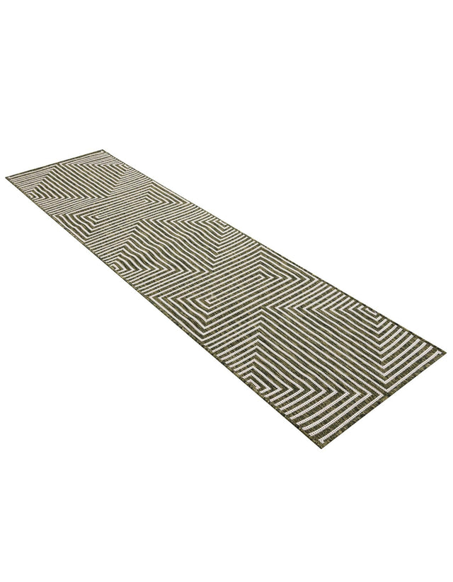 Green 2' x 8' Outdoor Modern Runner Area Rug Weather Resistant for Patio, Deck, Terrace, Balcony, Porch 100% Polypropylene Modern Outside Carpet for Sale at Rug Engine