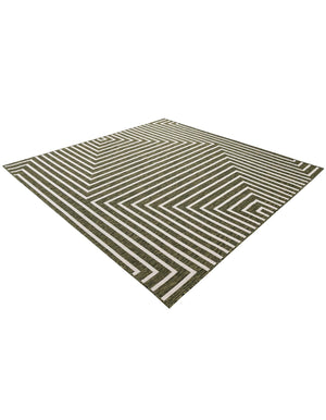 Green 7' 10 x 7' 10 Outdoor Modern Square Area Rug Weather Resistant for Patio, Deck, Terrace, Balcony, Porch 100% Polypropylene Modern Outside Carpet for Sale at Rug Engine