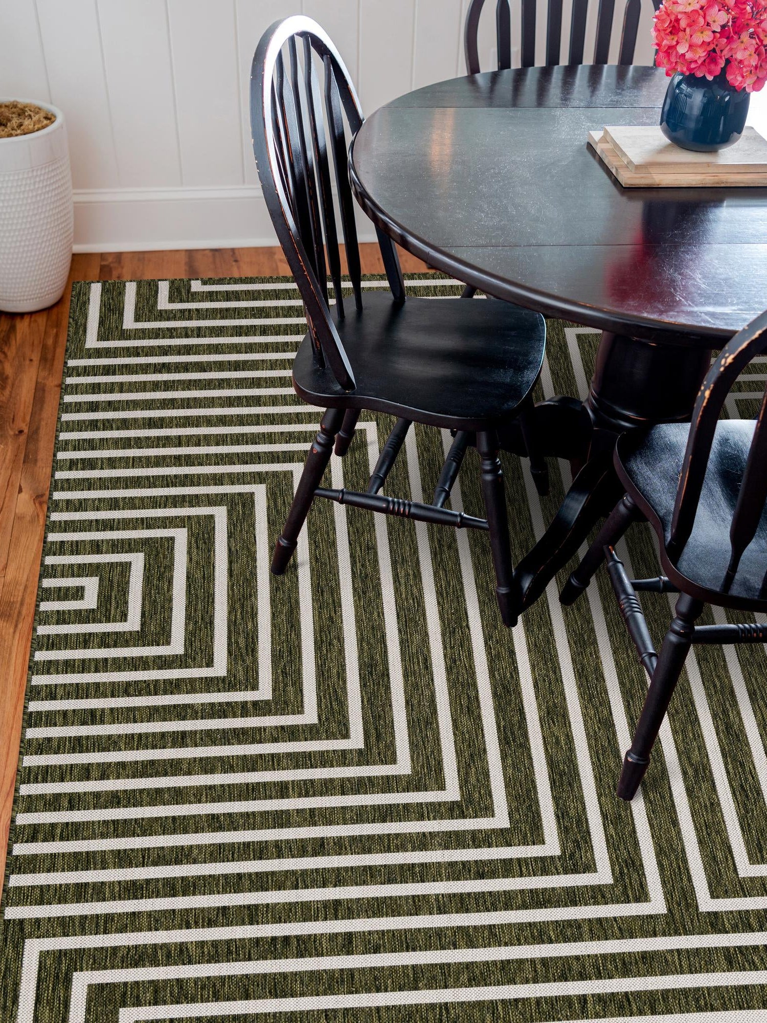 Green 10' x 10' Outdoor Modern Square Area Rug Weather Resistant for Patio, Deck, Terrace, Balcony, Porch 100% Polypropylene Modern Outside Carpet for Sale at Rug Engine