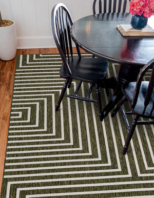 Green 10' x 10' Outdoor Modern Square Area Rug Weather Resistant for Patio, Deck, Terrace, Balcony, Porch 100% Polypropylene Modern Outside Carpet for Sale at Rug Engine