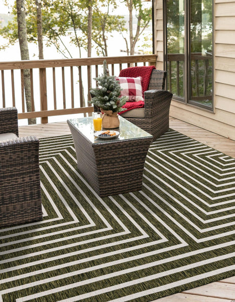 Green 7' 10 x 7' 10 Outdoor Modern Square Area Rug Weather Resistant for Patio, Deck, Terrace, Balcony, Porch 100% Polypropylene Modern Outside Carpet for Sale at Rug Engine