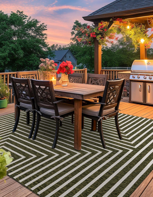 Green 10' x 10' Outdoor Modern Square Area Rug Weather Resistant for Patio, Deck, Terrace, Balcony, Porch 100% Polypropylene Modern Outside Carpet for Sale at Rug Engine