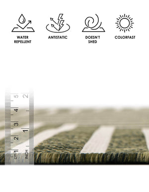 Green 10' x 10' Outdoor Modern Square Area Rug Weather Resistant for Patio, Deck, Terrace, Balcony, Porch 100% Polypropylene Modern Outside Carpet for Sale at Rug Engine