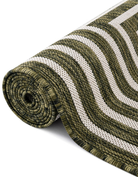 Green 7' 10 x 7' 10 Outdoor Modern Square Area Rug Weather Resistant for Patio, Deck, Terrace, Balcony, Porch 100% Polypropylene Modern Outside Carpet for Sale at Rug Engine