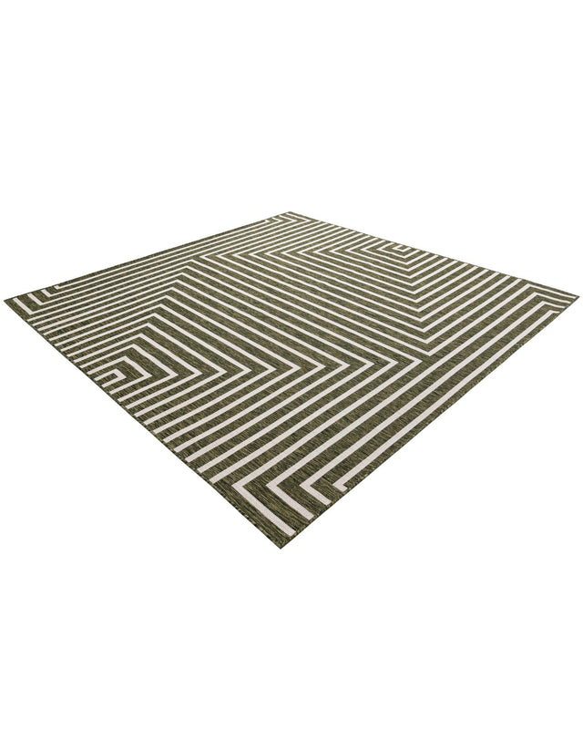 Green 7' 10 x 7' 10 Outdoor Modern Square Area Rug Weather Resistant for Patio, Deck, Terrace, Balcony, Porch 100% Polypropylene Modern Outside Carpet for Sale at Rug Engine