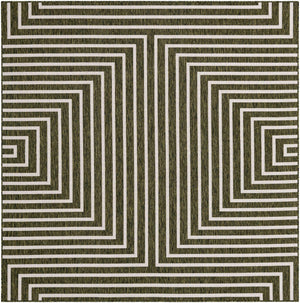 Green 7' 10 x 7' 10 Outdoor Modern Square Area Rug Weather Resistant for Patio, Deck, Terrace, Balcony, Porch 100% Polypropylene Modern Outside Carpet for Sale at Rug Engine