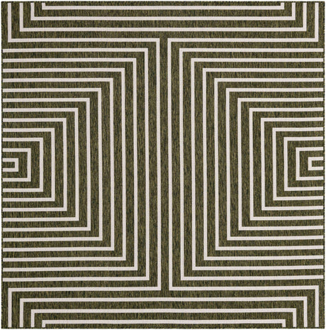 Green 7' 10 x 7' 10 Outdoor Modern Square Area Rug Weather Resistant for Patio, Deck, Terrace, Balcony, Porch 100% Polypropylene Modern Outside Carpet for Sale at Rug Engine
