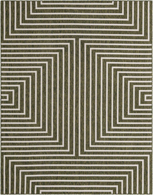 Green 7' 10 x 10' Outdoor Modern Rectangle Area Rug Weather Resistant for Patio, Deck, Terrace, Balcony, Porch 100% Polypropylene Modern Outside Carpet for Sale at Rug Engine