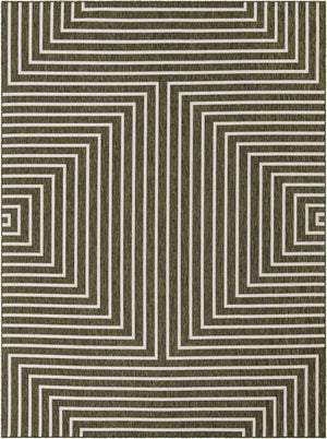 Green 9' x 12' Outdoor Modern Rectangle Area Rug Weather Resistant for Patio, Deck, Terrace, Balcony, Porch 100% Polypropylene Modern Outside Carpet for Sale at Rug Engine
