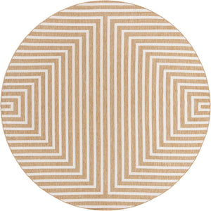 Taupe 10' x 10' Outdoor Modern Round Area Rug Weather Resistant for Patio, Deck, Terrace, Balcony, Porch 100% Polypropylene Modern Outside Carpet for Sale at Rug Engine