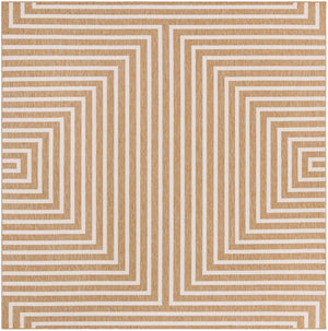 Taupe 10' x 10' Outdoor Modern Square Area Rug Weather Resistant for Patio, Deck, Terrace, Balcony, Porch 100% Polypropylene Modern Outside Carpet for Sale at Rug Engine