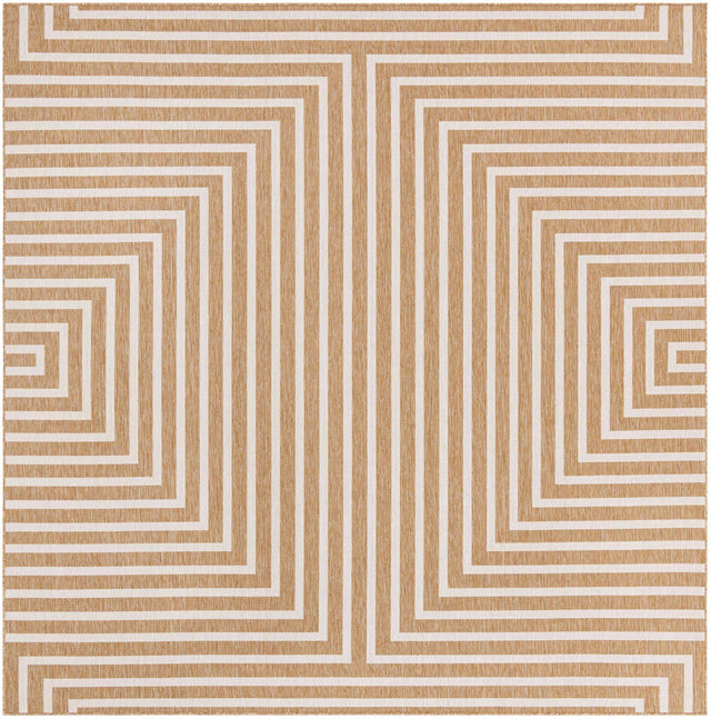 Taupe 10' x 10' Outdoor Modern Square Area Rug Weather Resistant for Patio, Deck, Terrace, Balcony, Porch 100% Polypropylene Modern Outside Carpet for Sale at Rug Engine