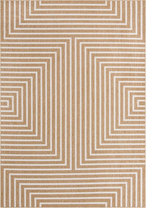 Taupe 10' x 14' 1 Outdoor Modern Rectangle Area Rug Weather Resistant for Patio, Deck, Terrace, Balcony, Porch 100% Polypropylene Modern Outside Carpet for Sale at Rug Engine
