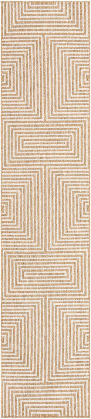 Taupe 2' 7 x 12' Outdoor Modern Runner Area Rug Weather Resistant for Patio, Deck, Terrace, Balcony, Porch 100% Polypropylene Modern Outside Carpet for Sale at Rug Engine