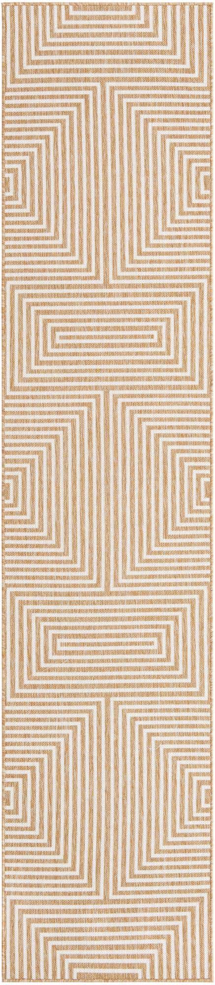 Taupe 2' 7 x 12' Outdoor Modern Runner Area Rug Weather Resistant for Patio, Deck, Terrace, Balcony, Porch 100% Polypropylene Modern Outside Carpet for Sale at Rug Engine