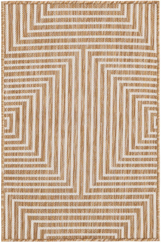 Taupe 2' x 3' 1 Outdoor Modern Rectangle Area Rug Weather Resistant for Patio, Deck, Terrace, Balcony, Porch 100% Polypropylene Modern Outside Carpet for Sale at Rug Engine