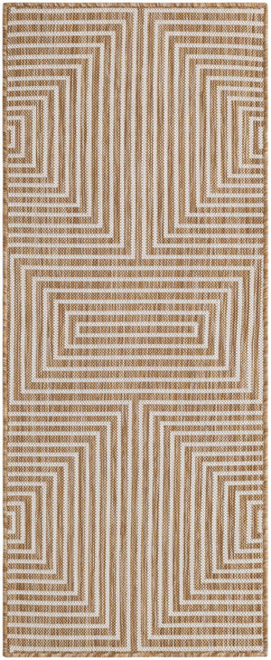 Taupe 2' x 5' 3 Outdoor Modern Runner Area Rug Weather Resistant for Patio, Deck, Terrace, Balcony, Porch 100% Polypropylene Modern Outside Carpet for Sale at Rug Engine