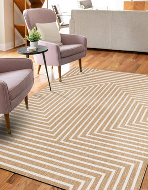 Taupe 2' x 3' 1 Outdoor Modern Rectangle Area Rug Weather Resistant for Patio, Deck, Terrace, Balcony, Porch 100% Polypropylene Modern Outside Carpet for Sale at Rug Engine