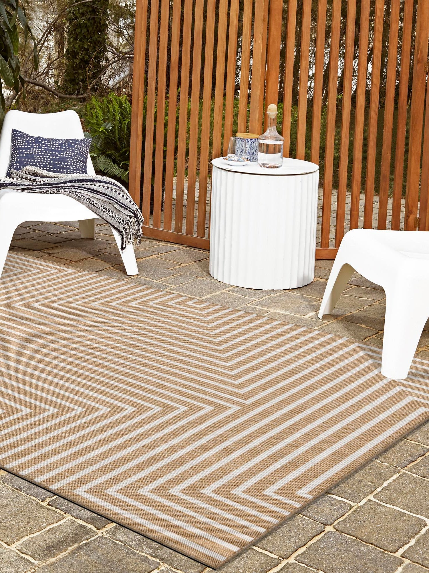 Taupe 2' x 3' 1 Outdoor Modern Rectangle Area Rug Weather Resistant for Patio, Deck, Terrace, Balcony, Porch 100% Polypropylene Modern Outside Carpet for Sale at Rug Engine