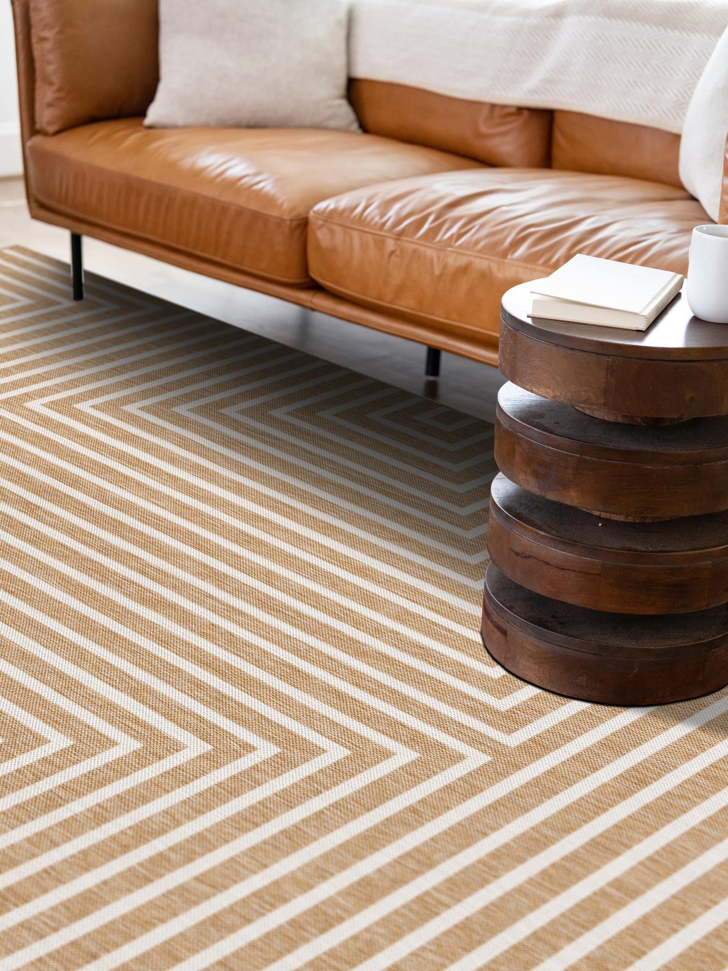 Taupe 6' 1 x 9' Outdoor Modern Rectangle Area Rug Weather Resistant for Patio, Deck, Terrace, Balcony, Porch 100% Polypropylene Modern Outside Carpet for Sale at Rug Engine