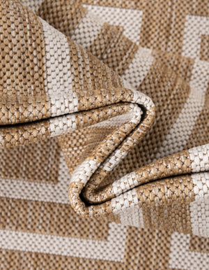 Taupe 9' x 12' Outdoor Modern Rectangle Area Rug Weather Resistant for Patio, Deck, Terrace, Balcony, Porch 100% Polypropylene Modern Outside Carpet for Sale at Rug Engine