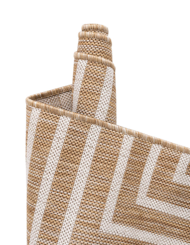 Taupe 9' x 12' Outdoor Modern Rectangle Area Rug Weather Resistant for Patio, Deck, Terrace, Balcony, Porch 100% Polypropylene Modern Outside Carpet for Sale at Rug Engine