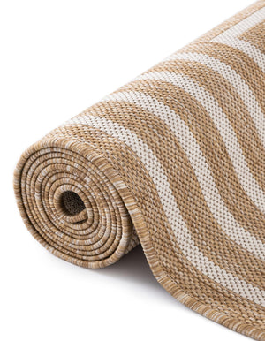 Taupe 9' x 12' Outdoor Modern Rectangle Area Rug Weather Resistant for Patio, Deck, Terrace, Balcony, Porch 100% Polypropylene Modern Outside Carpet for Sale at Rug Engine