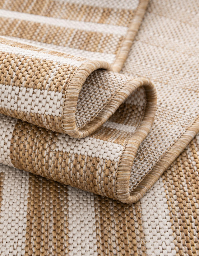 Taupe 9' x 12' Outdoor Modern Rectangle Area Rug Weather Resistant for Patio, Deck, Terrace, Balcony, Porch 100% Polypropylene Modern Outside Carpet for Sale at Rug Engine